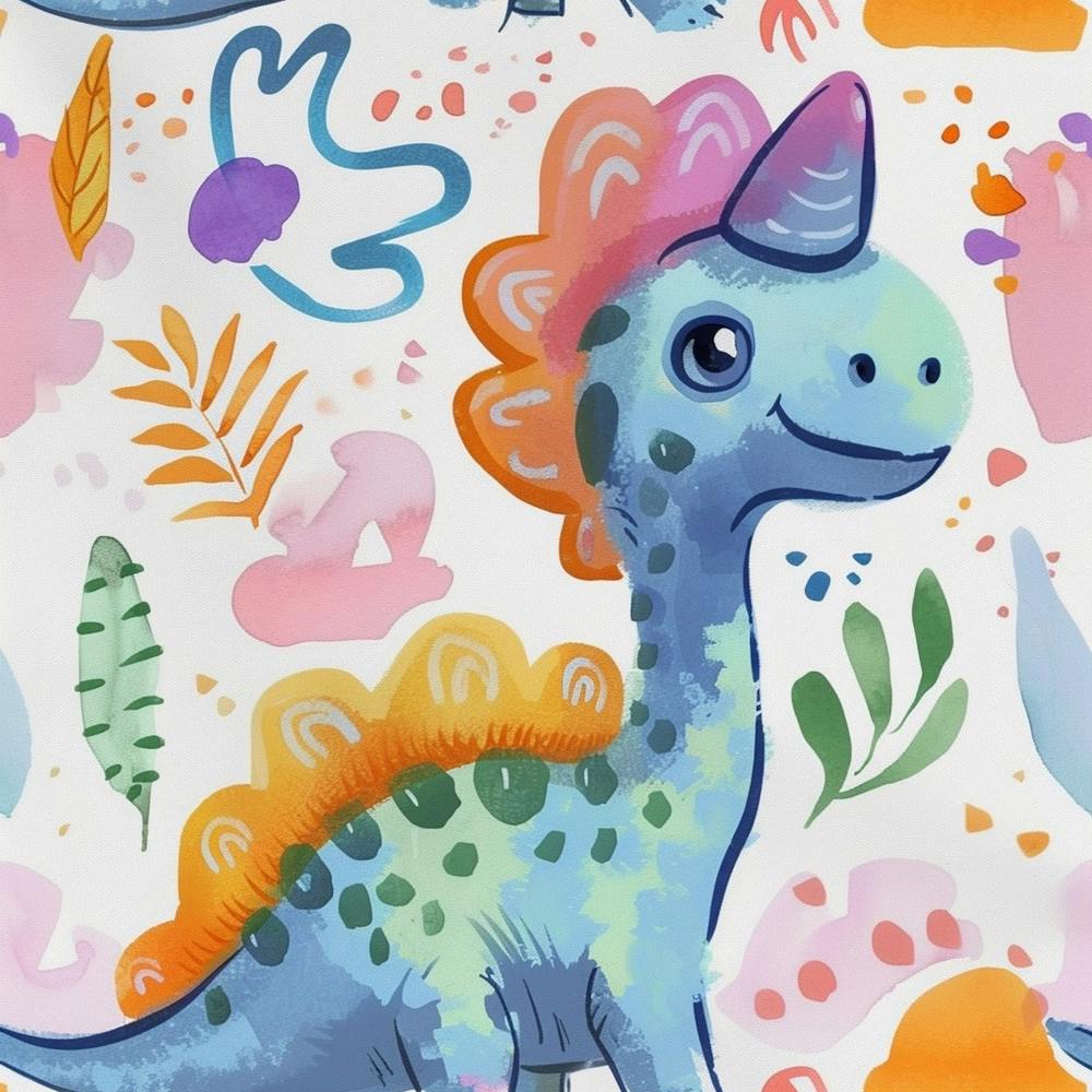 Cute Muted Pastels Pachycephalosaurus Dinosaur 1