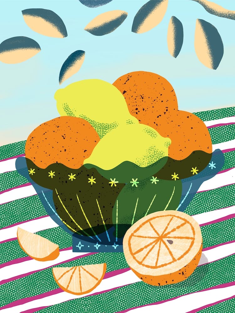 Fresh Fruits In A Bowl On Green Food Still Life