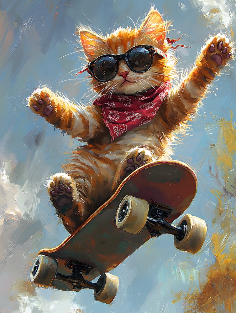 Cool Cat Riding Skateboard 10