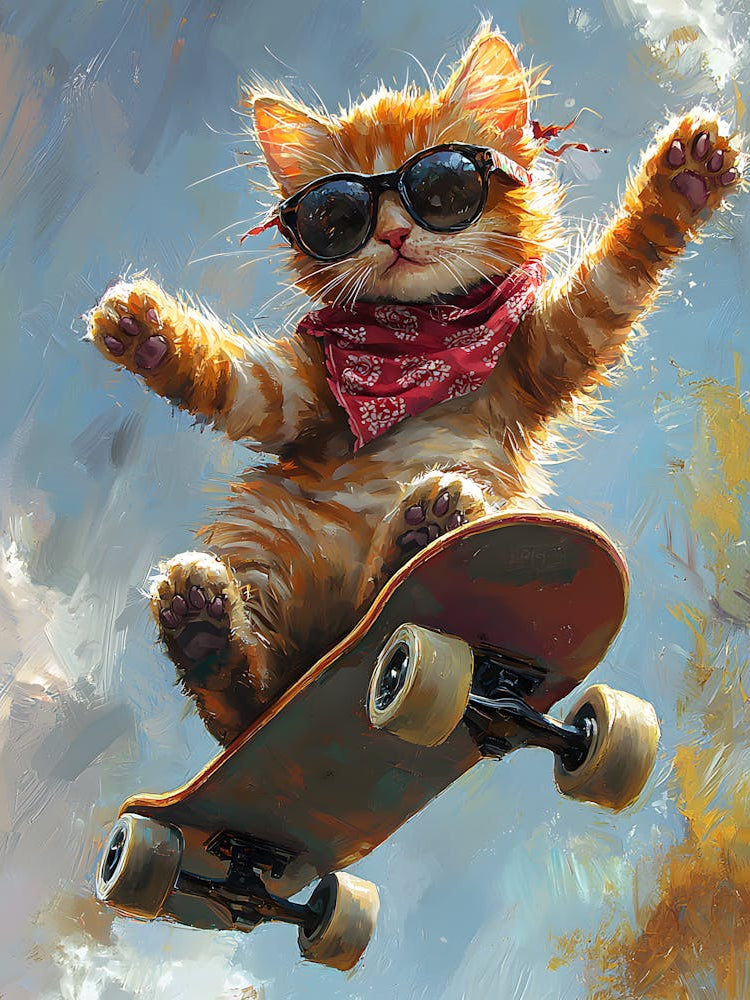 Cool Cat Riding Skateboard 10