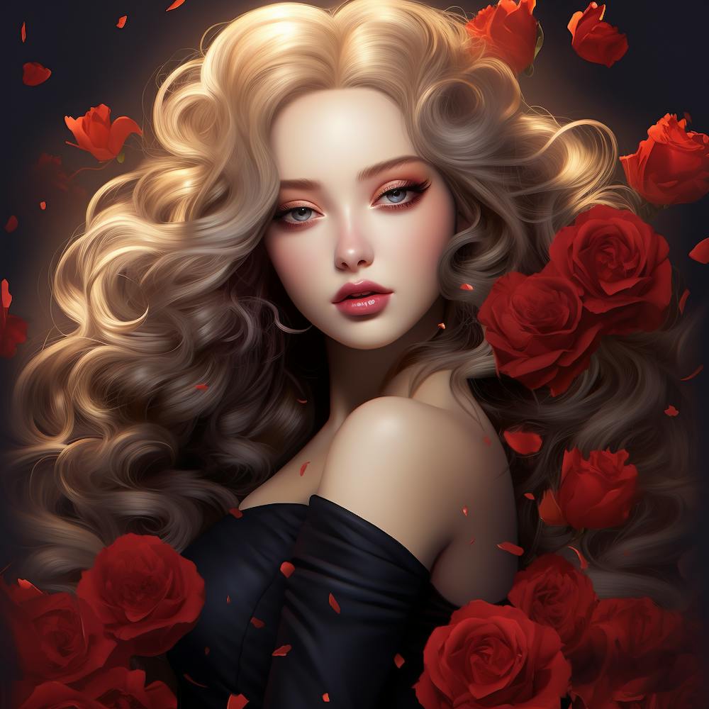 Girl With Red Roses