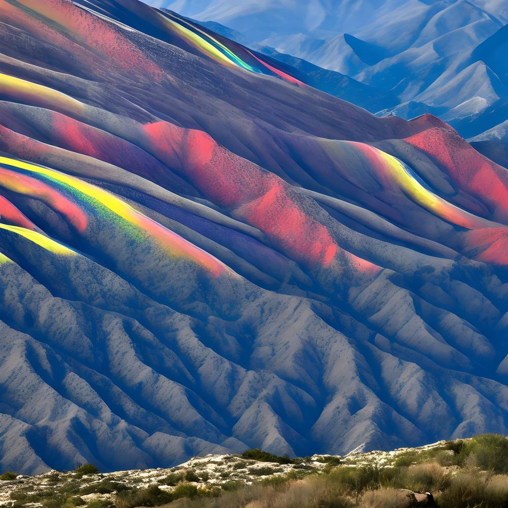 Montagnes Multicolores Avec Ciels Bleus Au-Dessus d'Elles (1)
