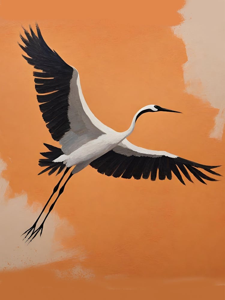 Bird flying orange background