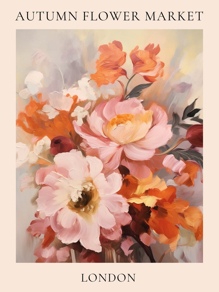 Autumn Flower Market Poster London