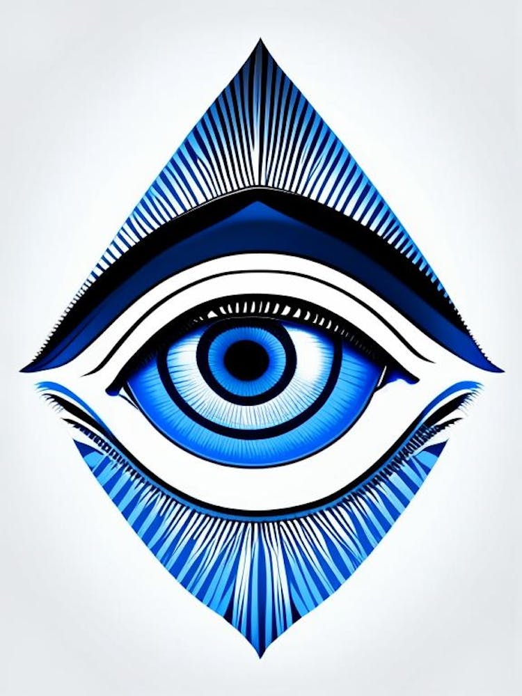 Digital Art, Symbol, Third Eye Blue & White 3