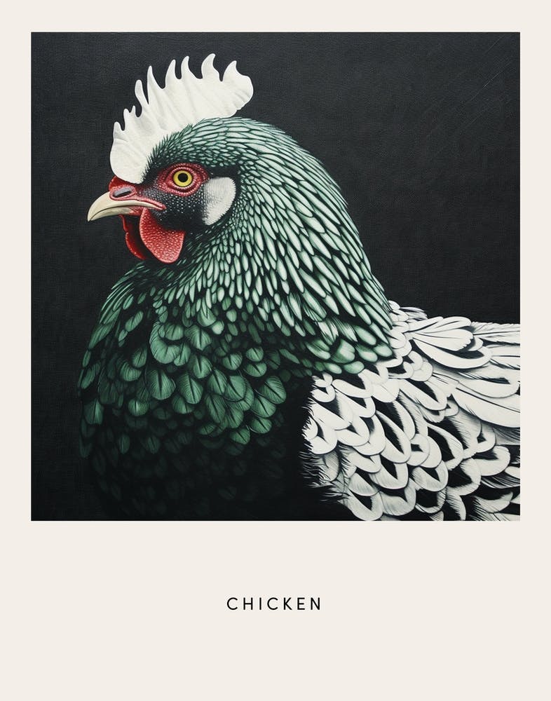 Ohara Koson-inspiriertes Vogelgemälde Huhn 2 Poster
