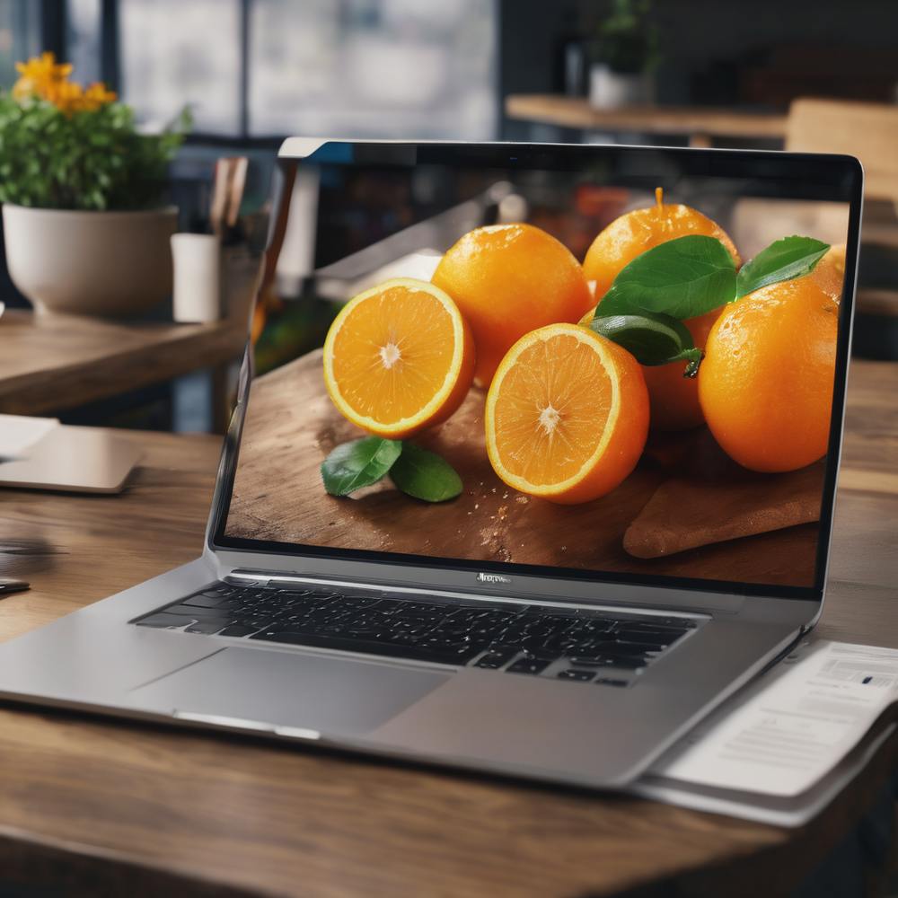 Oranges Sur Un Ordinateur Portable
