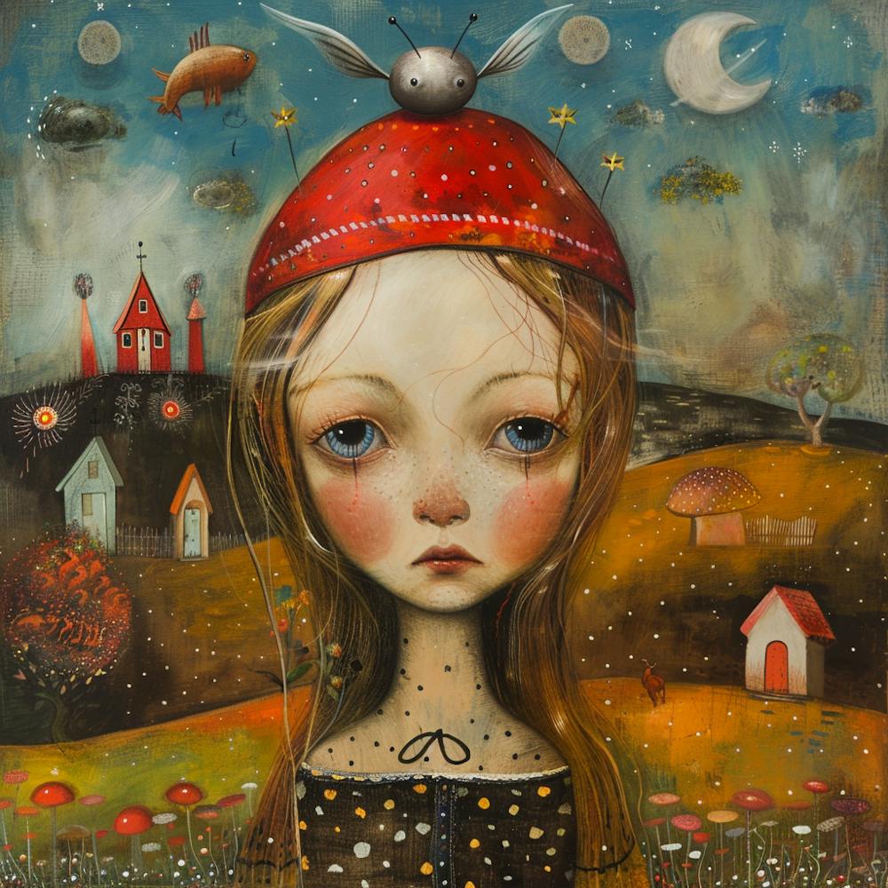 Dreams of the Silent Planet. Surrealist Artwork Reflecting Childhood.