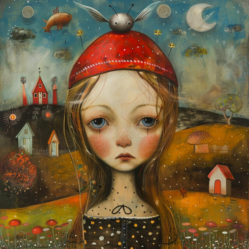 Dreams of the Silent Planet. Surrealist Artwork Reflecting Childhood.