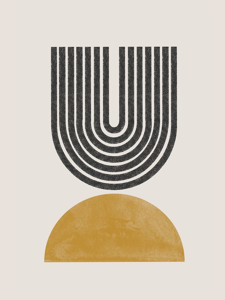 Mid Century Modern Graphic Mustard Yellow Shapes