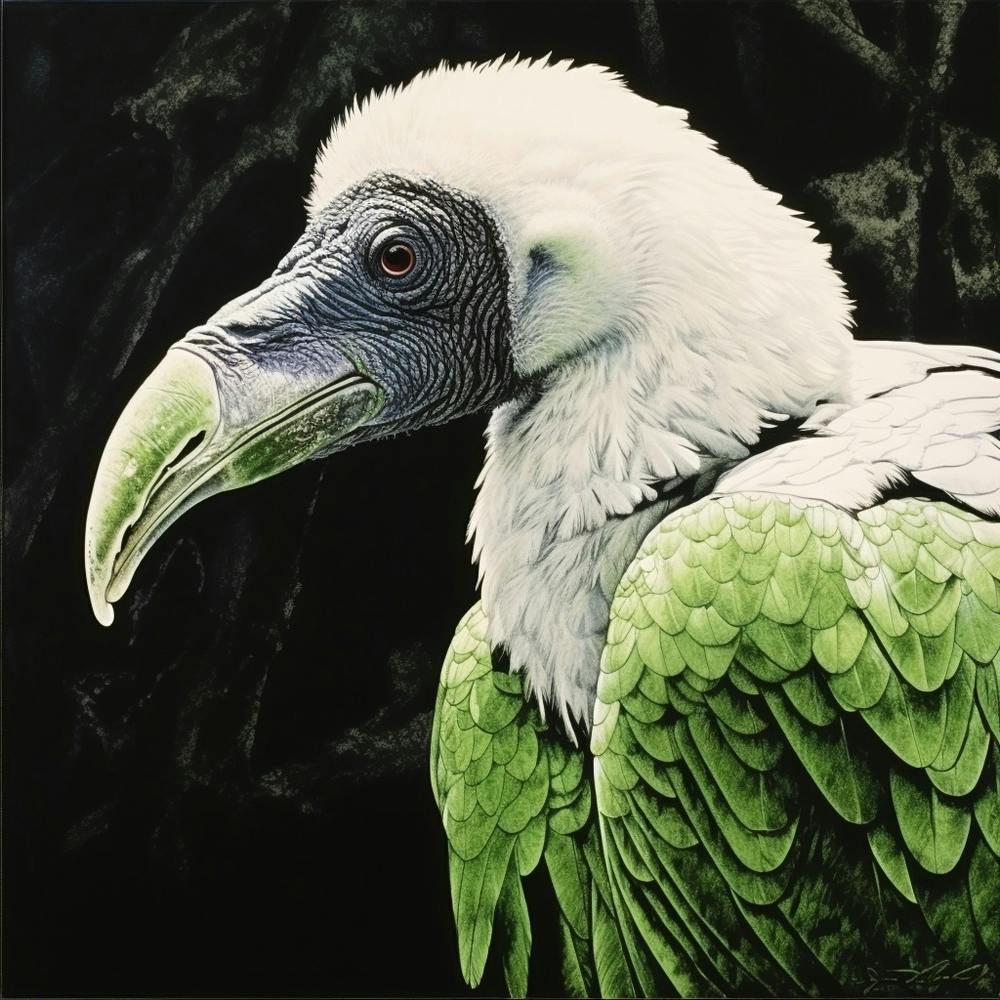 Ohara Koson Inspired Bird Painting Vulture 2 Square