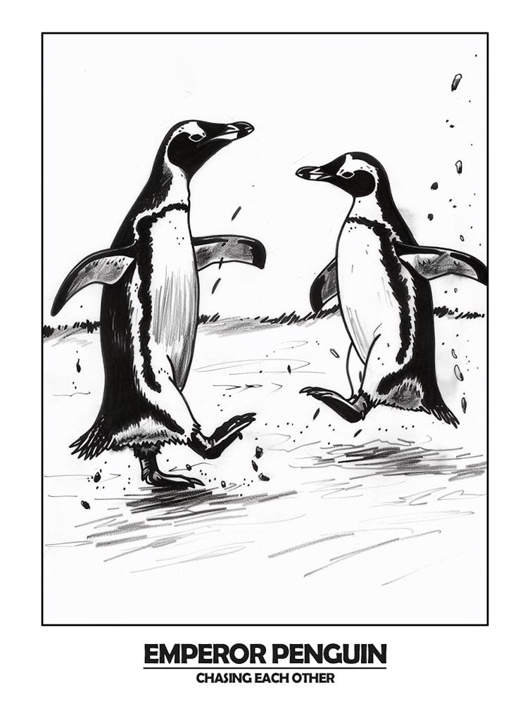 Penguin Chasing Eachother Poster 4
