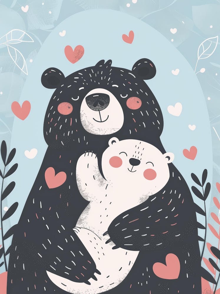 Black Bear And Cub