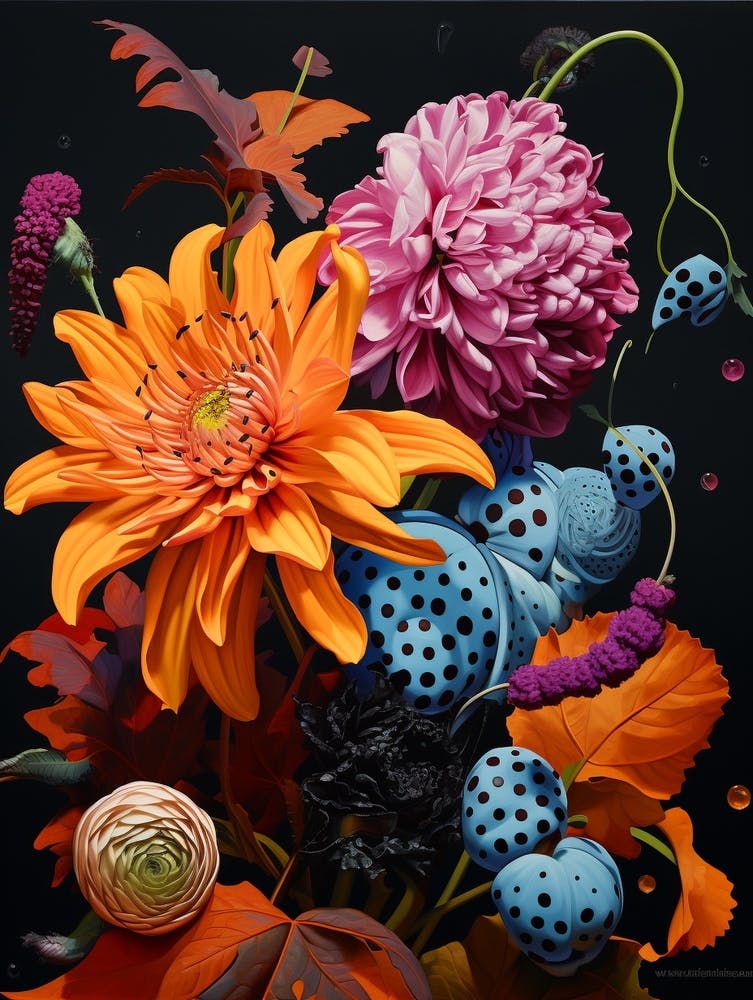 Surreal Florals Gaillardia 4 Flower Painting
