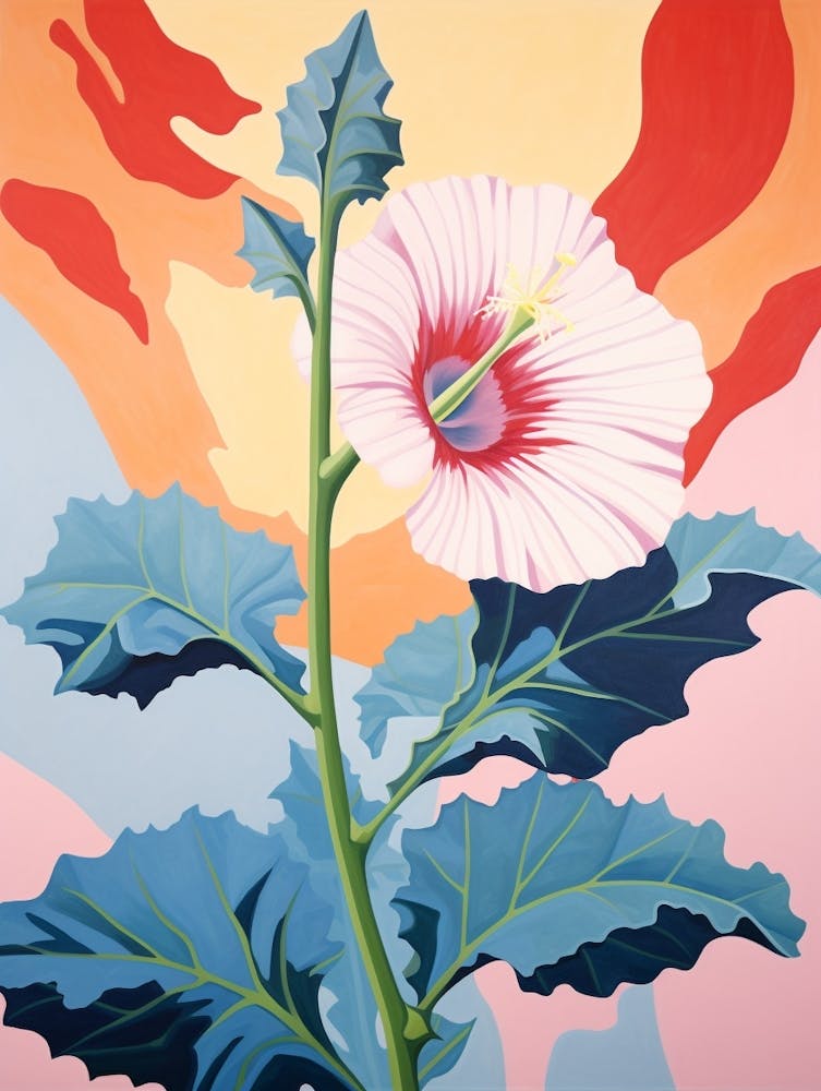 Stockrose 4 Hilma Af Klint Inspiriertes Pastell Blumen Gemälde