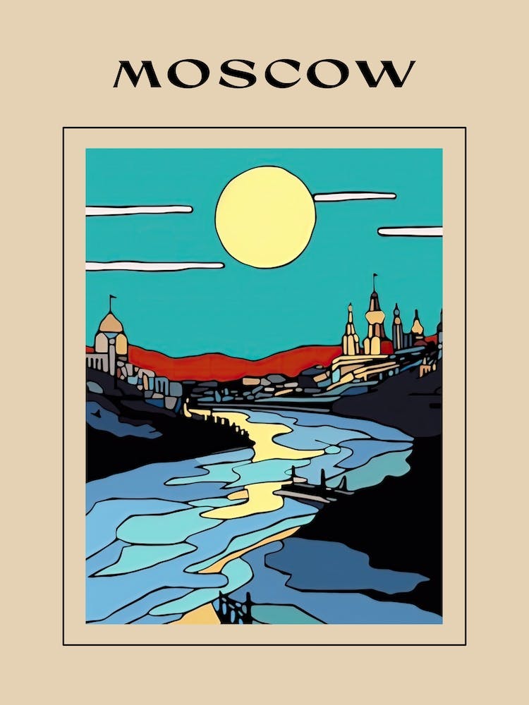 Minimal Design Style Of Moscow, Russia 4 Poster