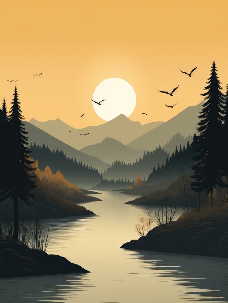 Landschaft mit Vögeln 1