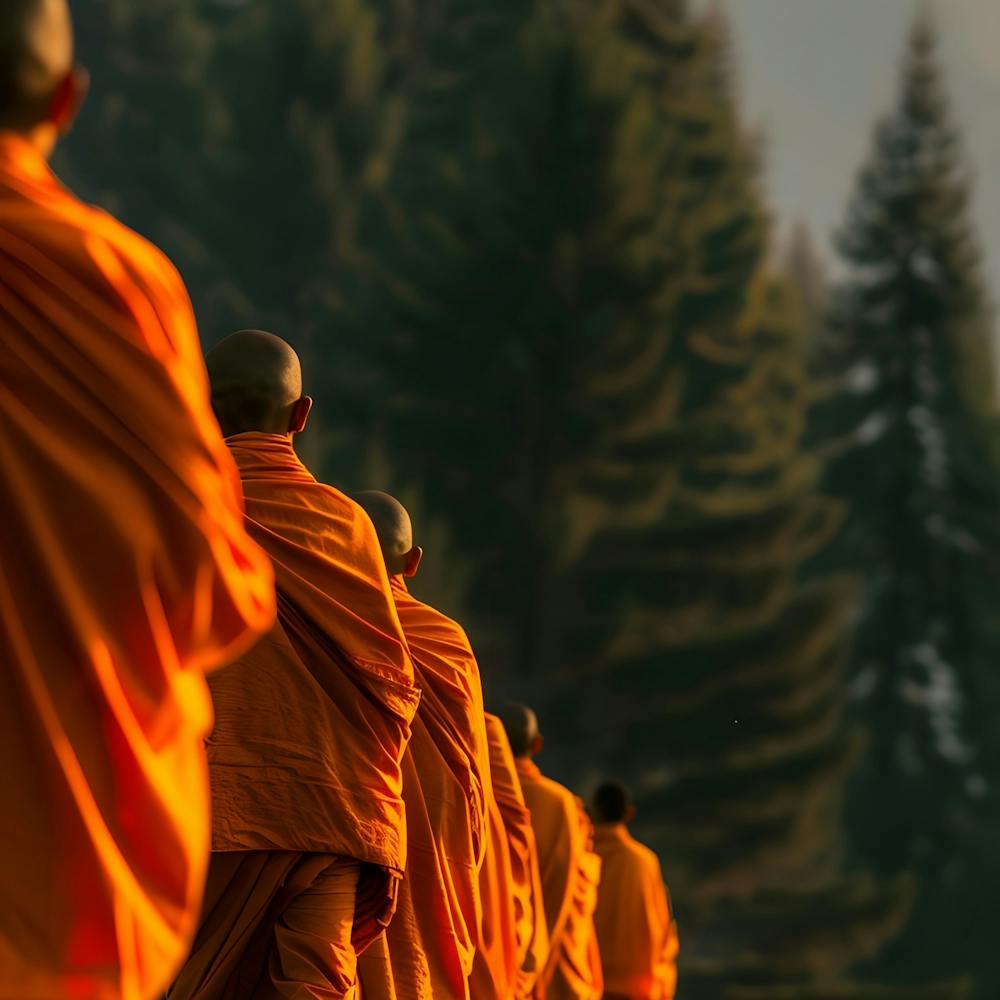 Monks In Orange Robes