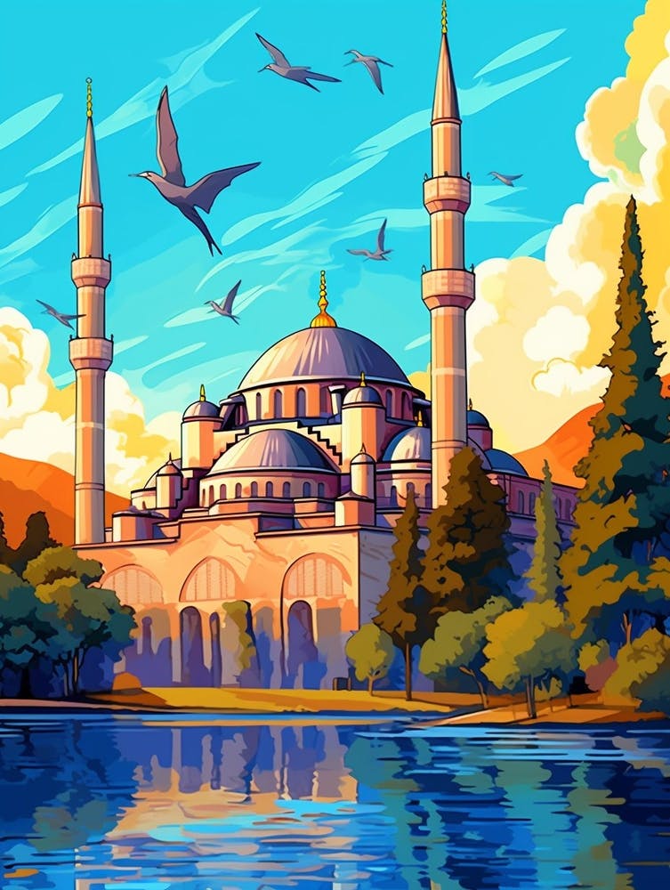 Blue Mosque Sultan Ahmed Mosque Pixel Art 1