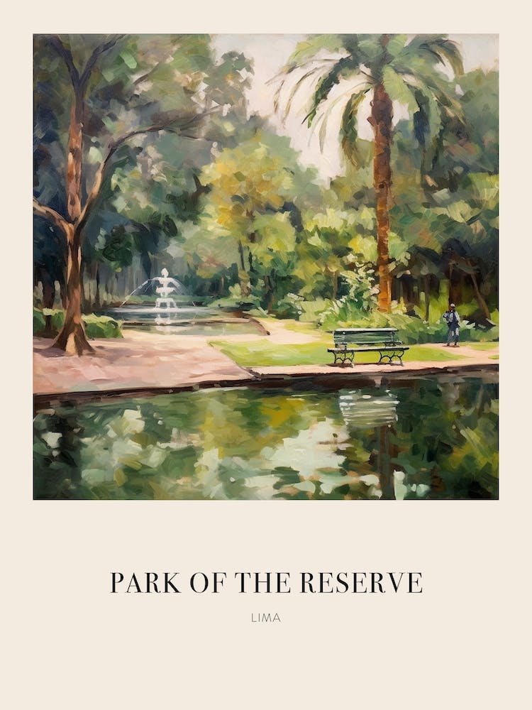 Park Of The Reserve Lima Peru 2 Vintage Cezanne Inspired Poster