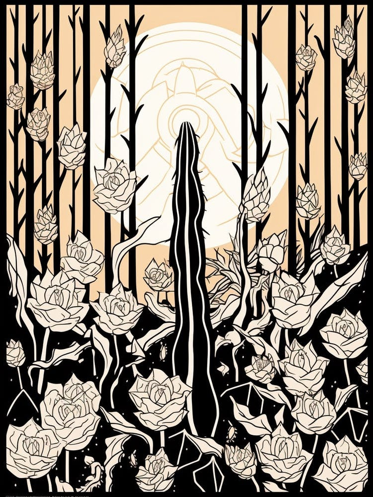 B&W Cactus Illustration Ladyfinger Cactus 1