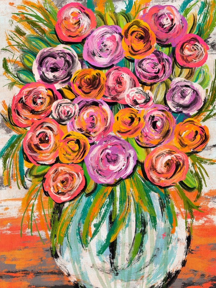 Bouquet Coloré Dans Un Vase