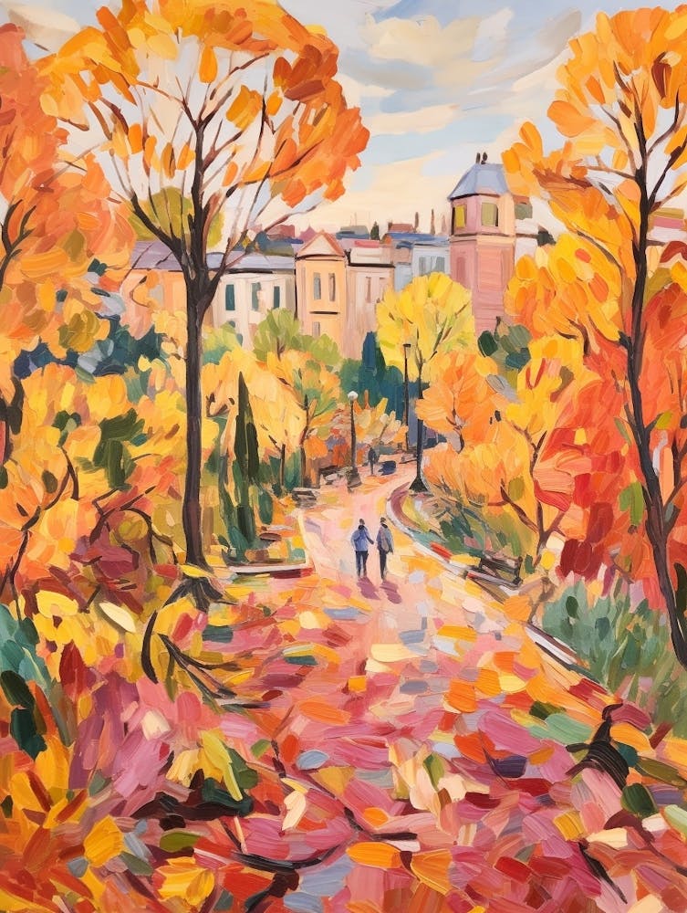 Autumn City Park Painting Villa Borghese Gardens Rome 3