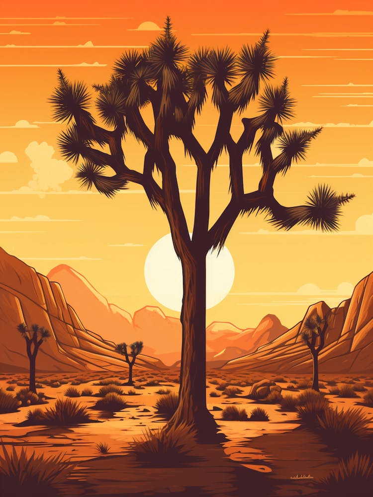 Retro Illustration Of A Joshua Tree At Sunset 3