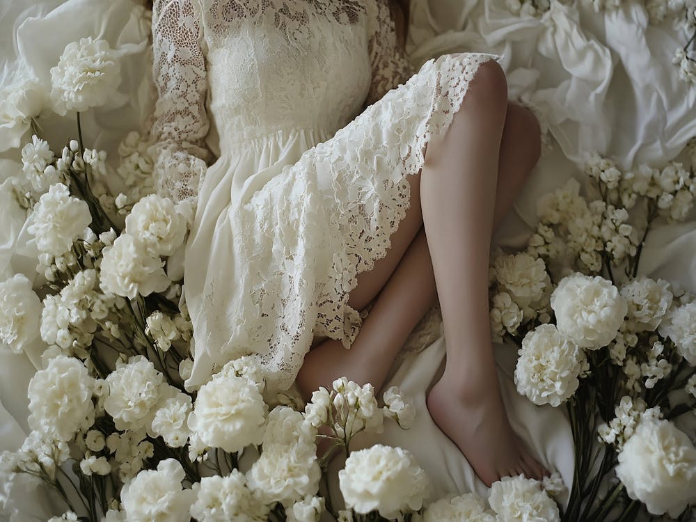 The Bride and the Wedding Night - White Dress and Roses