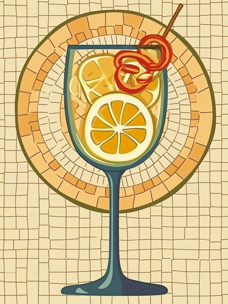 Fruity Cocktail With Geometric Background 3