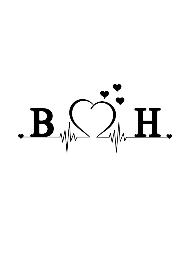 Personalized Couple Name Initial B And H Monogram