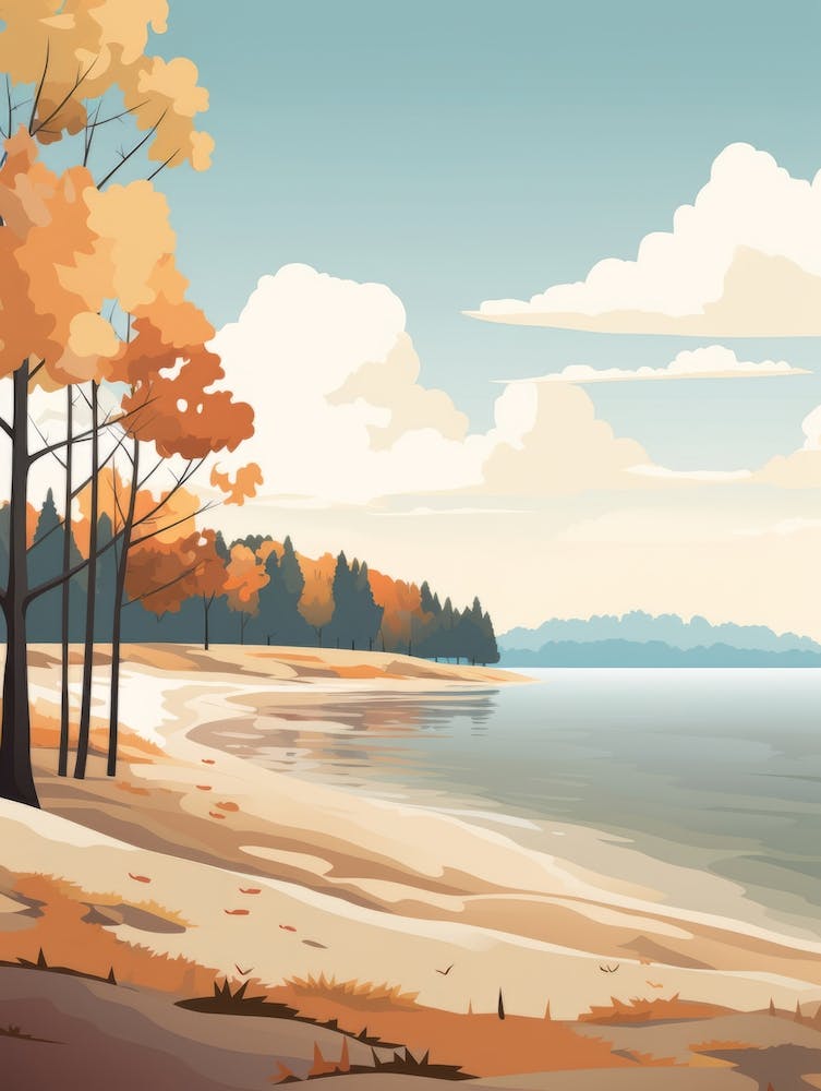 Autumn , Fall, Landscape, Inspired By National Park in the USA, Lake, Great Lakes, Boho, Beach, Minimalist Canvas Print, Travel Poster, Autumn Decor, Fall Decor 11