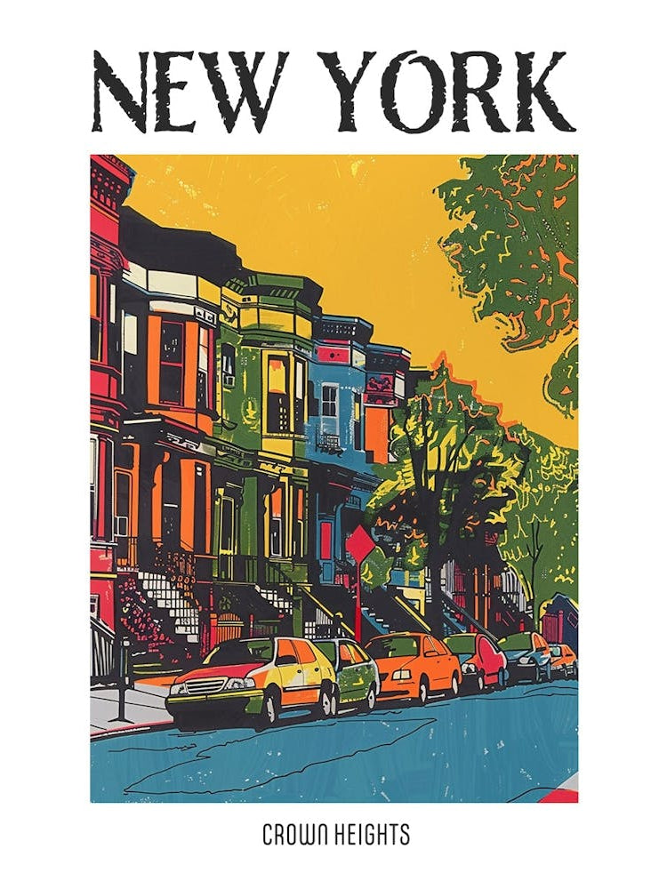 Crown Heights New York Colourful Silkscreen Illustration 4 Poster