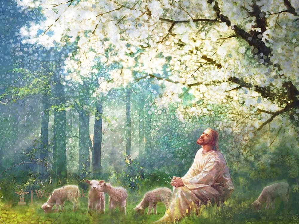 A Shepherd S Work, Christian Modern Art, Christ And Sheep, Christ Will Save The Lamb, Jesus Painting, Jesus Digital Portrait, Christian Art