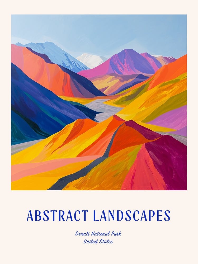 Colourful Abstract Denali National Park Usa 1 Poster Blue