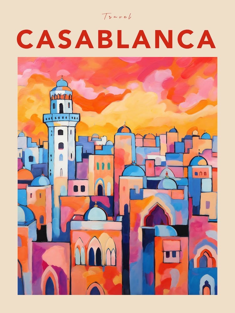 Casablanca Morocco 4 Fauvistisches Reiseposter