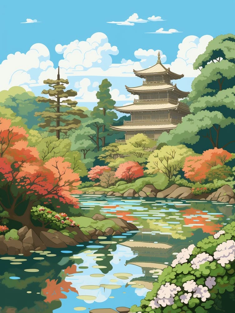 Shinjuku Gyoen National Garden Japan Illustration 1