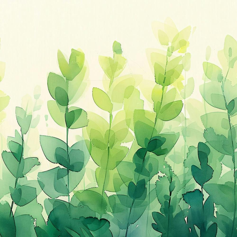 Watercolor Of Green Leaves