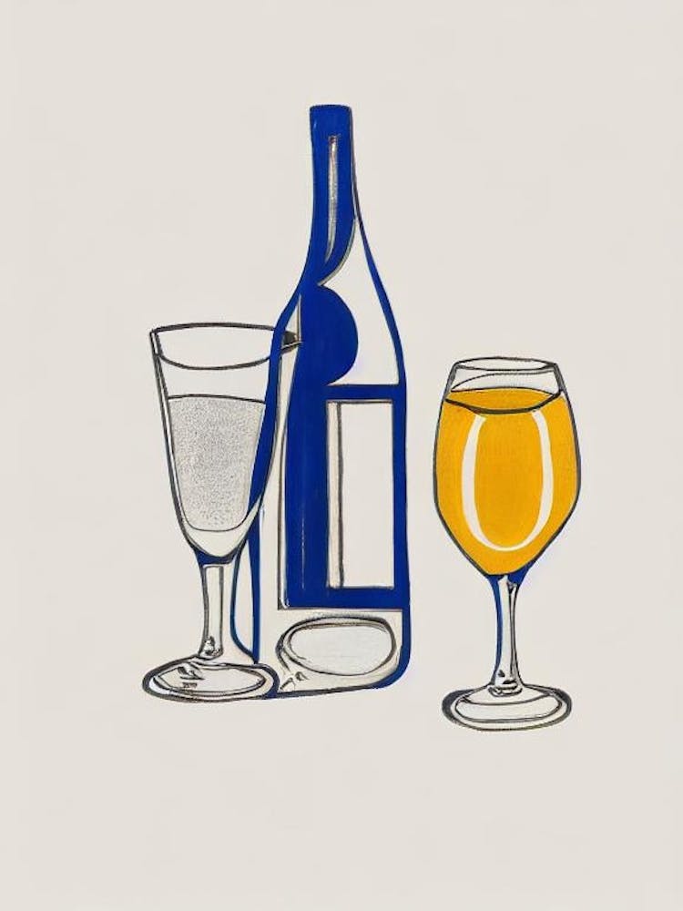 Franciacorta Satèn Picasso Line Drawing Cocktail Poster