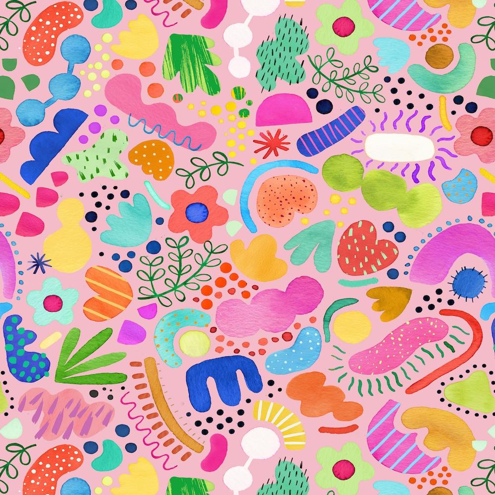 Playful Abstract Fresh Pink Square
