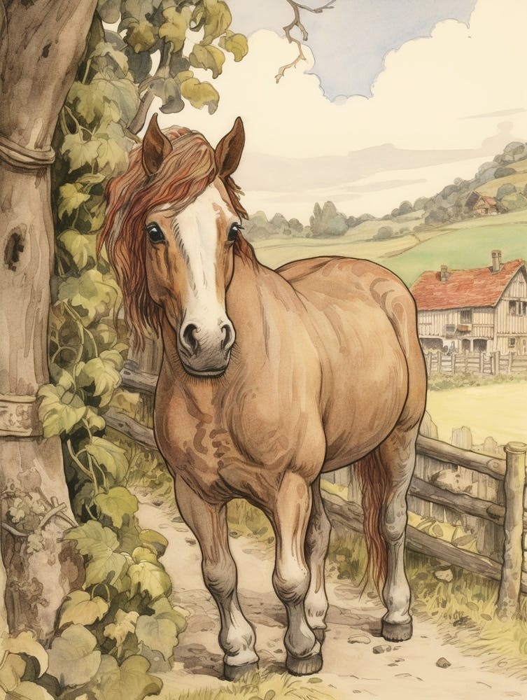 Storybook Animal Watercolour Horse 2