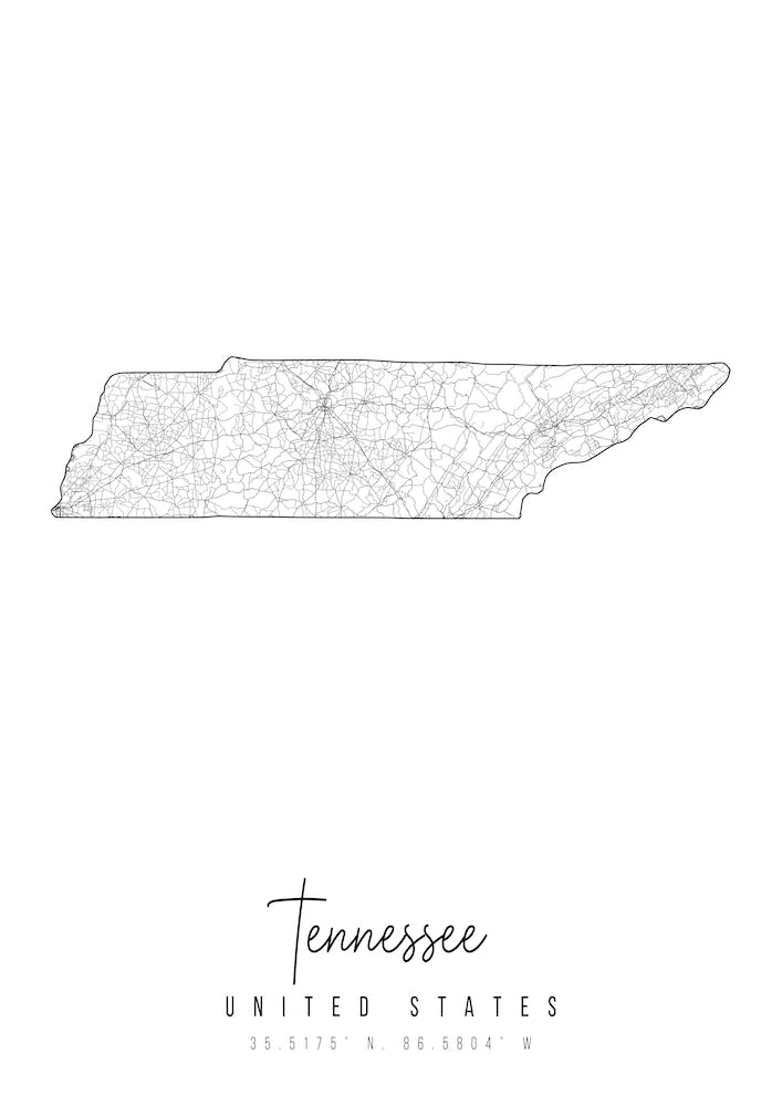 Tennessee Minimal Street Map