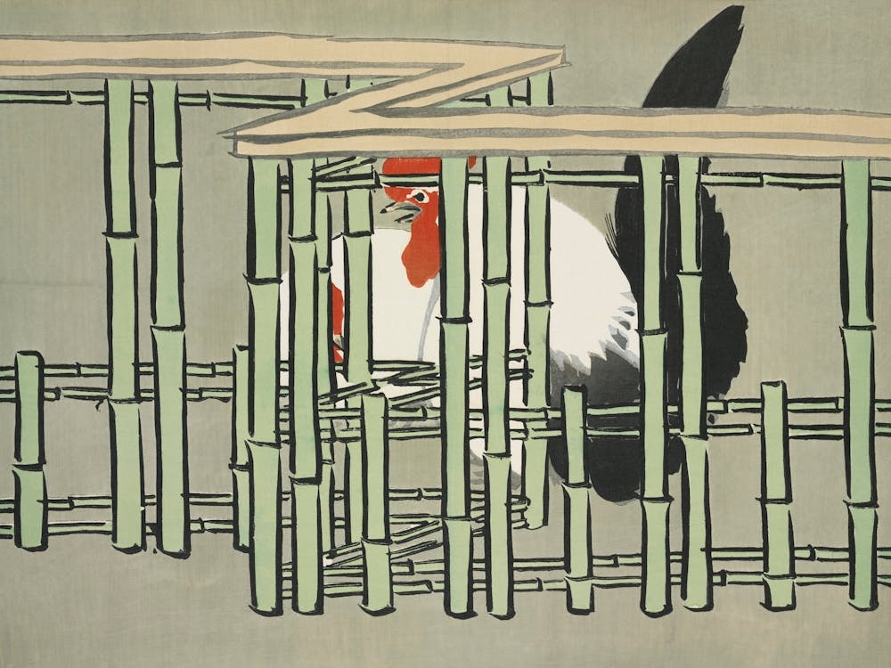 Roosters From Momoyogusa –Flowers Of A Hundred Generations, Kamisaka Sekka