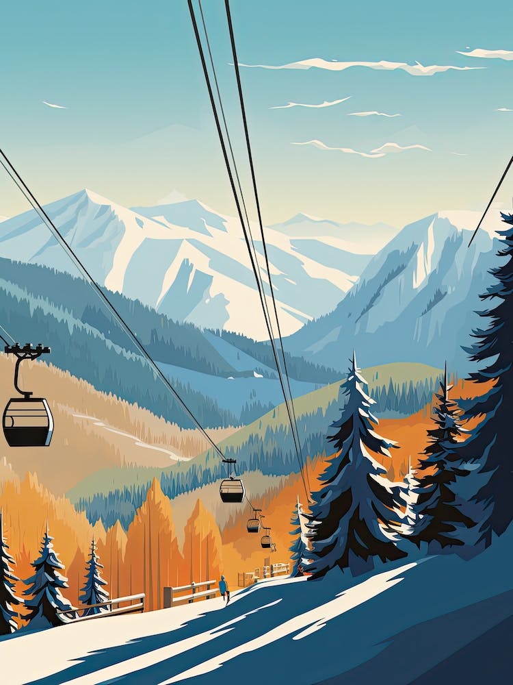 Stowe Mountain Resort   Vermont, Usa, Ski Resort Illustration 1 Simple Style