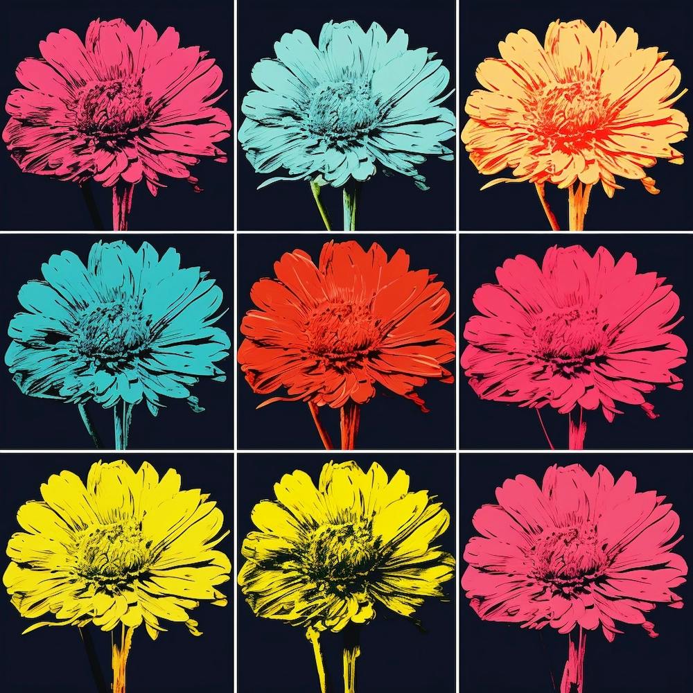 Andy Warhol Stil Pop-Art-Blumen Chrysantheme 3 Quadrat