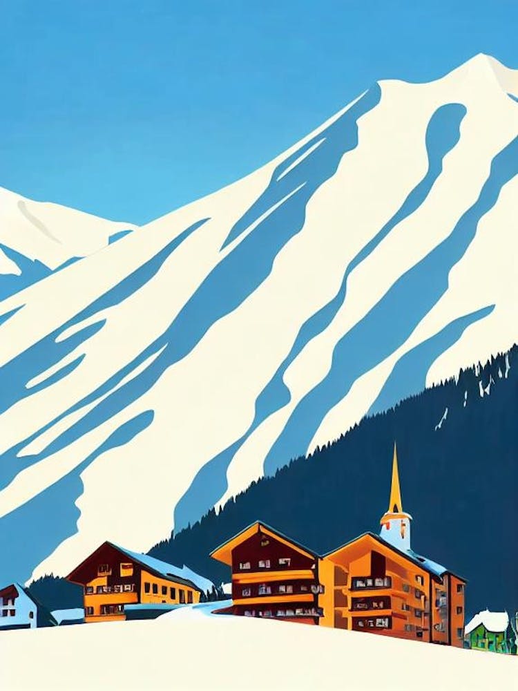 Pitztal, Austria Midcentury Vintage Skiing Poster