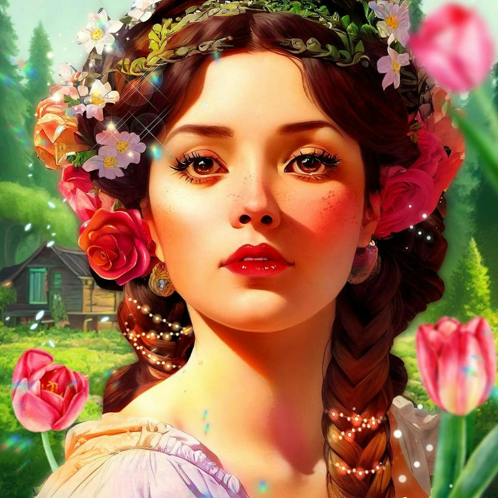 Girl With Flowers In Her Hair