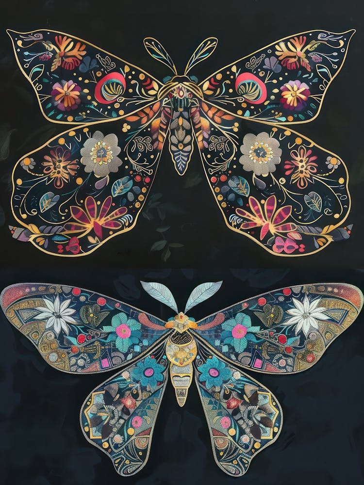 Nocturnal Butterfly William Morris Style 9