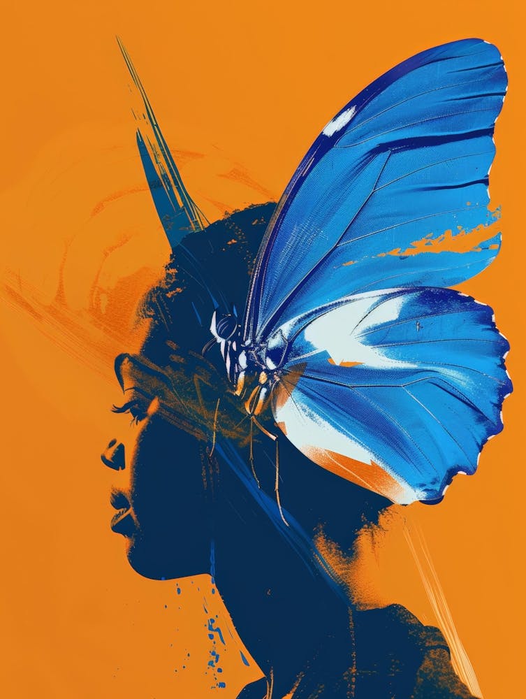 Butterfly On A Woman'S Head