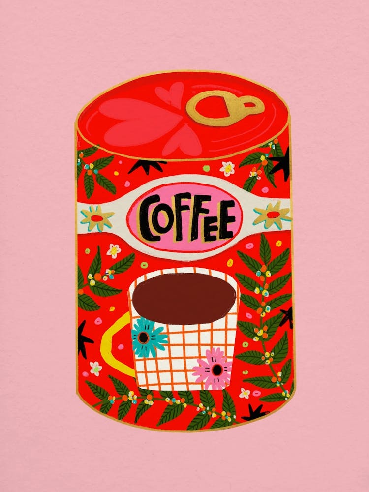 Tin Of Coffee In Pink